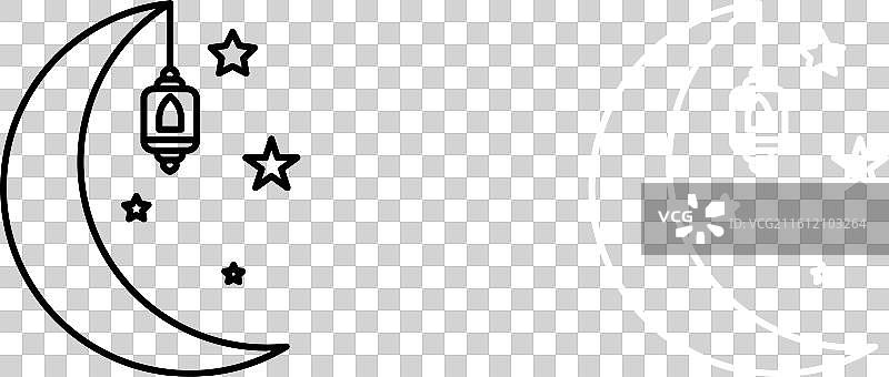 斋月图标集，白色背景图片素材