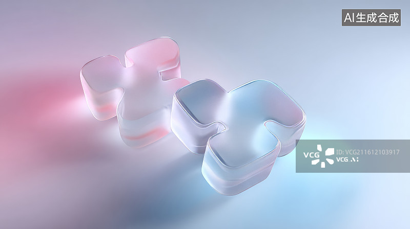 【AI数字艺术】柔和光线下的透明气泡交叉艺术造型图片素材