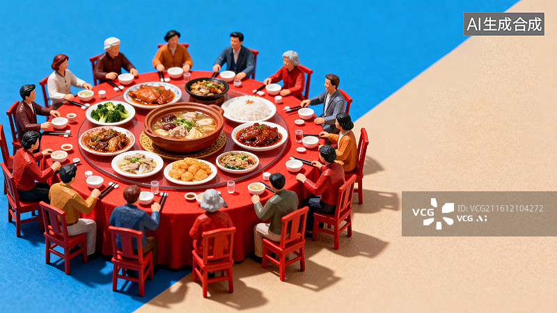 【AI数字艺术】团圆饭桌海报图片素材