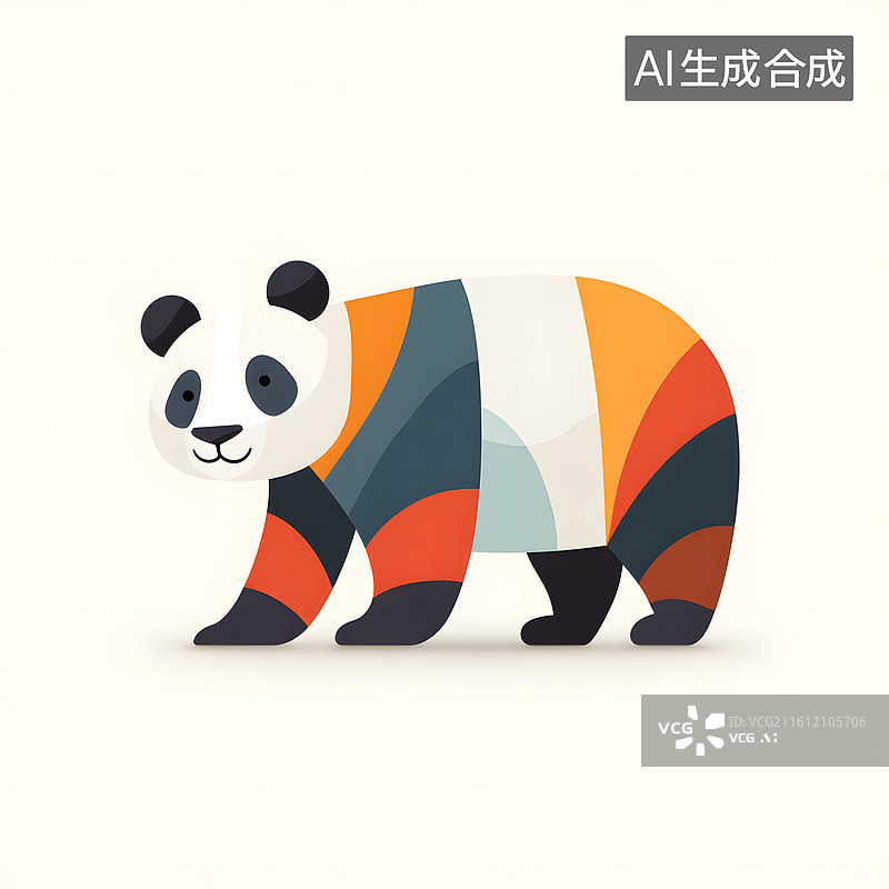 【AI数字艺术】几何风格熊猫形象图片素材
