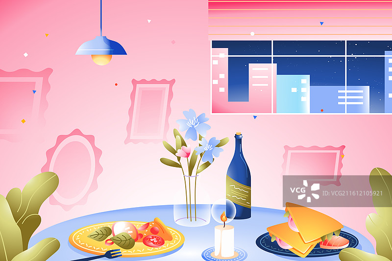 卡通春季饮食水果下午茶甜点外卖聚餐美食餐饮吃饭消费小吃街逛市集电商优惠青年学生情侣生活渐变矢量插画图片素材