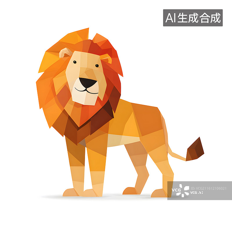【AI数字艺术】几何多边形风格狮子图片素材