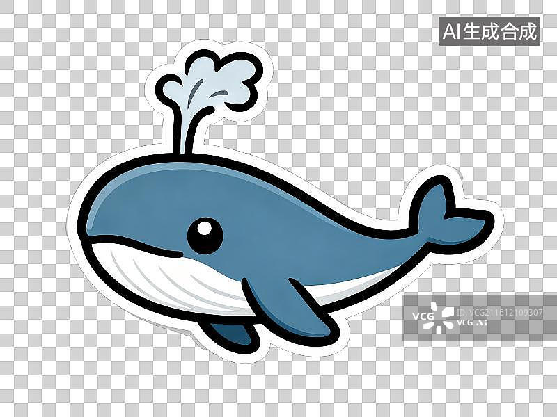 【AI数字艺术】3D渲染免抠图形元素贴纸风格卡通海洋保护生物动物鲸鱼图片素材