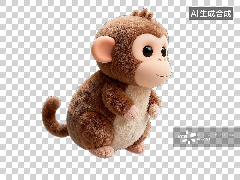 【AI数字艺术】3D渲染免抠图形元素毛绒玩具十二生肖猴子图片素材