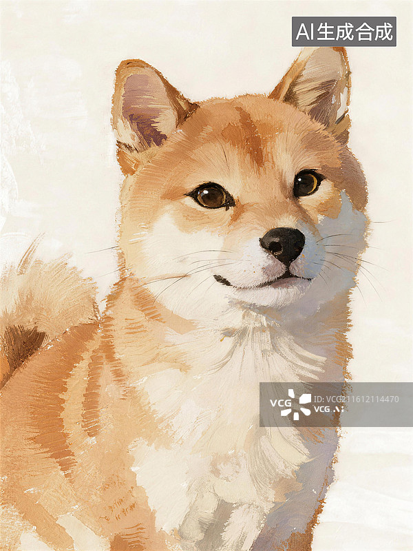 【AI数字艺术】油画艺术可爱狗柴犬插画图片素材