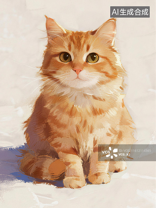 【AI数字艺术】油画艺术可爱猫咪橘猫田园猫插画图片素材