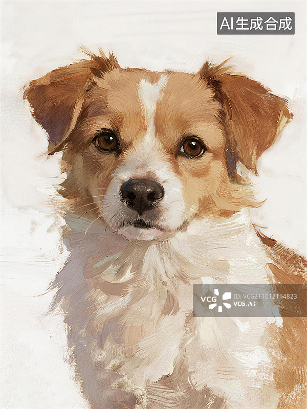 【AI数字艺术】油画艺术可爱狗中华田园犬插画图片素材