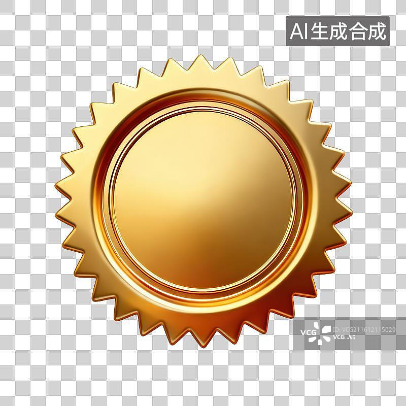 【AI数字艺术】3D渲染免抠图形元素金色多边形状徽章勋章模型图片素材