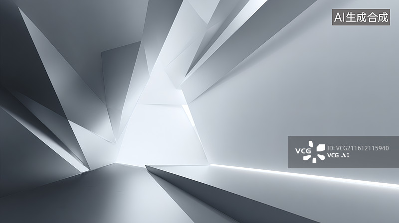 【AI数字艺术】抽象几何空间：光影与结构的交织图片素材