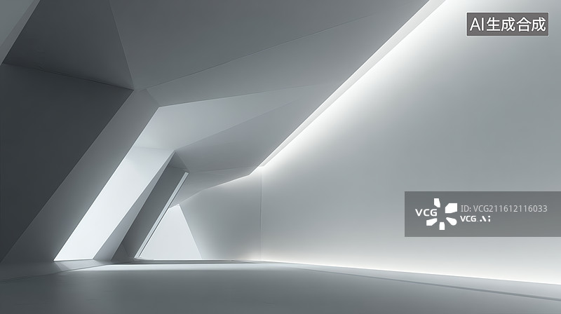 【AI数字艺术】抽象几何空间：光影与结构的交织图片素材