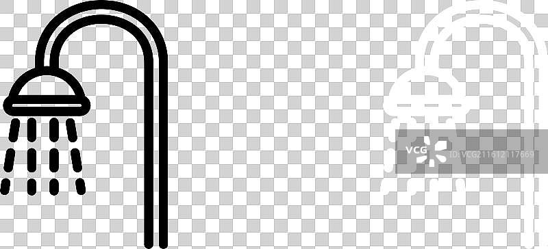 白色背景上的淋浴喷头图标集图片素材