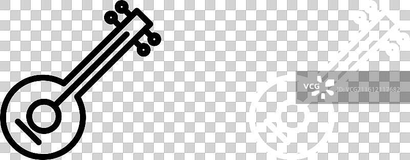 白色背景上的西塔琴图标集图片素材