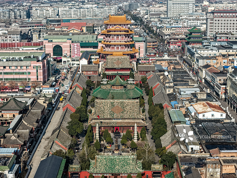 河南开封大相国寺全景航拍图片素材