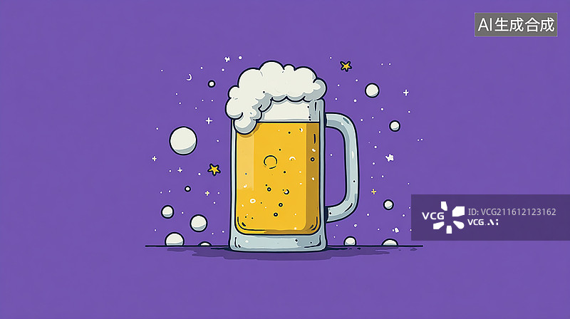【AI数字艺术】卡通啤酒杯插画图片素材