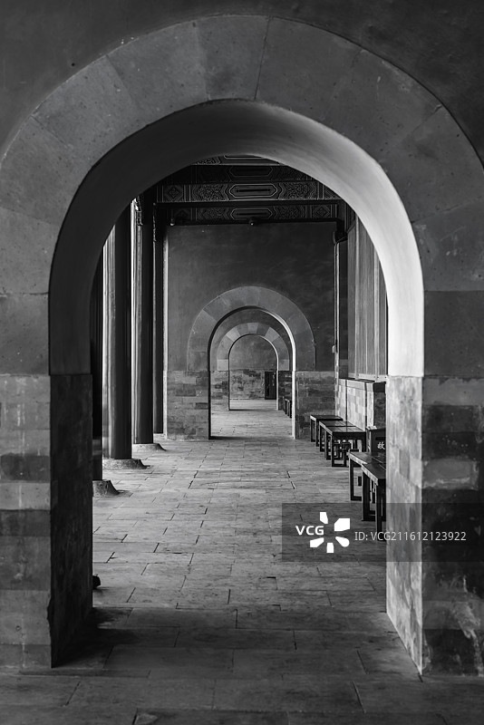 中式建筑拱门图片素材