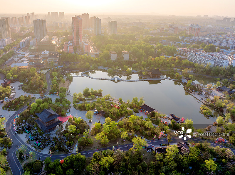 中国河南南阳卧龙岗景区航拍风光图片素材