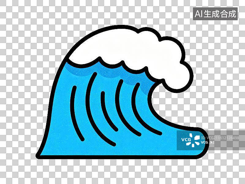 【AI数字艺术】3D渲染免抠图形元素卡通手绘线条画海洋海浪图片素材