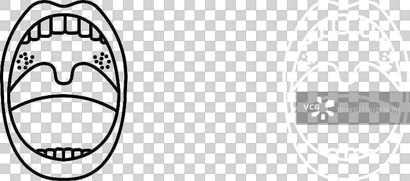 白色背景上的扁桃体炎图标集图片素材