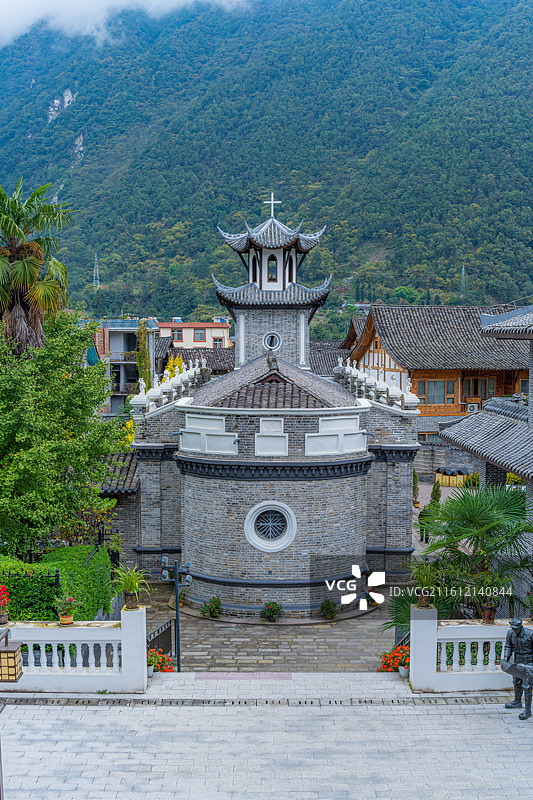 四川甘孜州泸定县磨西古镇图片素材