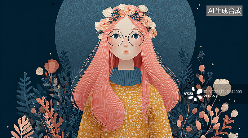 【AI数字艺术】唯美女性花卉背景图图片素材
