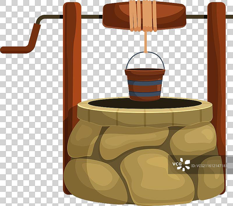 带吊桶和曲柄的石头水井图片素材