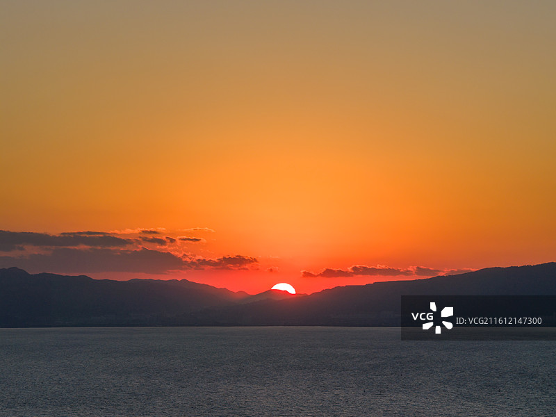 云南省昆明市滇池海晏古渔村看日落图片素材