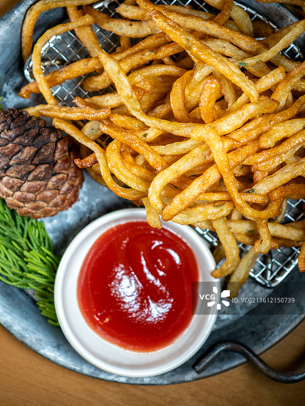 韩式炸鱼肉条配番茄酱图片素材