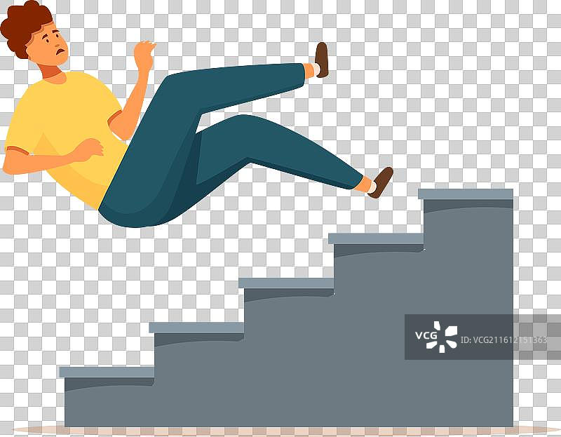 年轻男子不小心从楼梯上摔下来图片素材