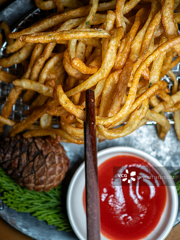 韩式炸鱼肉条配番茄酱图片素材