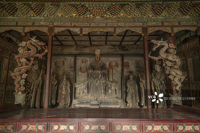 山西汾阳太符观昊天上帝殿塑像图片素材