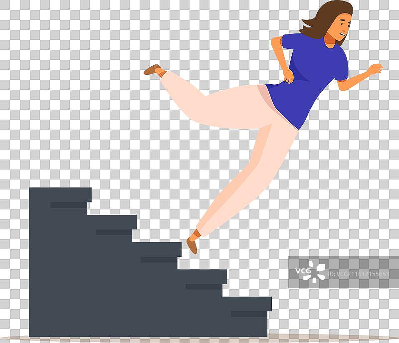 年轻女子在楼梯上绊倒并摔落图片素材