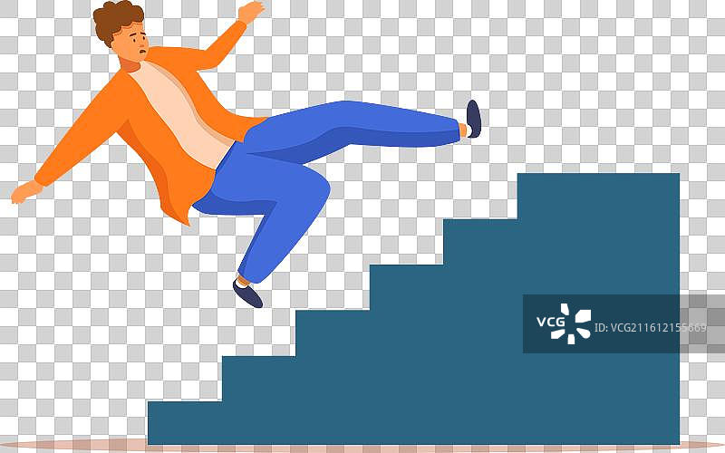 年轻人不小心从楼梯上摔下来图片素材