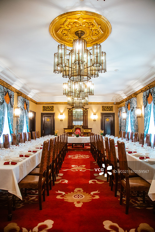 吉林长春伪满皇宫博物院勤民楼赐宴殿图片素材