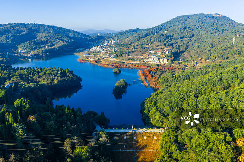 云南省昆明市三家村水库冬季水杉图片素材