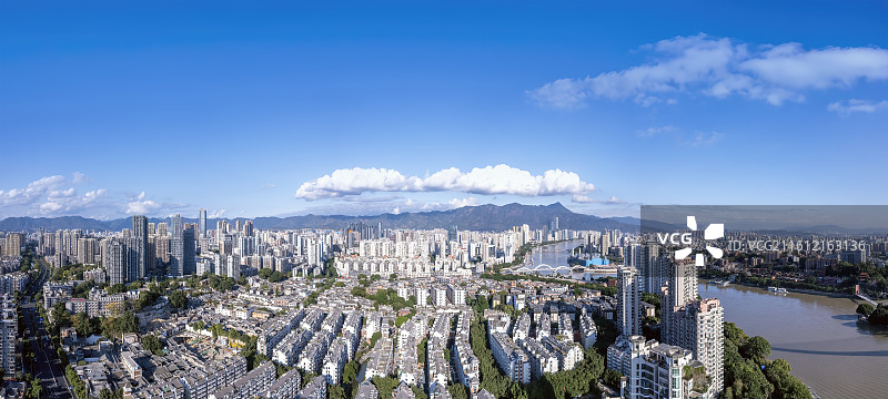 航拍福州闽江两岸城市全景图片素材