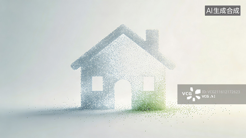 【AI数字艺术】抽象风格环保房屋剪影图片素材