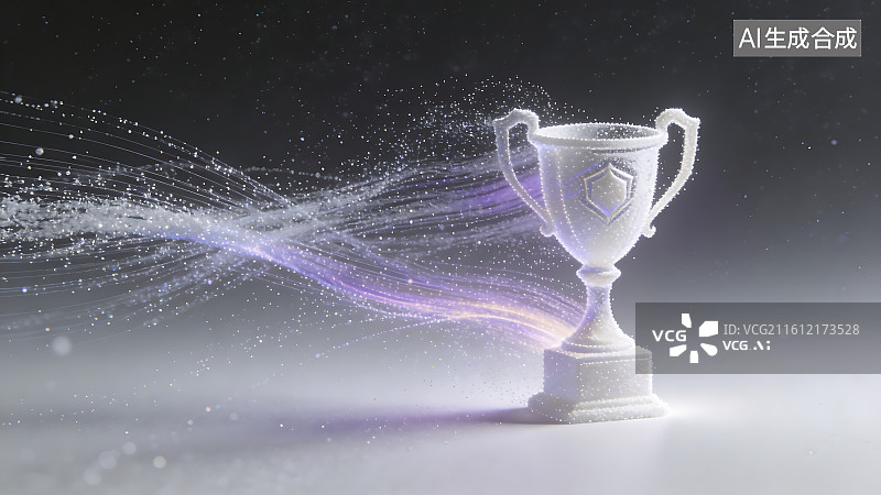 【AI数字艺术】荣耀奖杯与魔法粒子图片素材