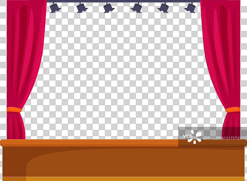 空荡荡的带有木质舞台和红色的剧院场景图片素材