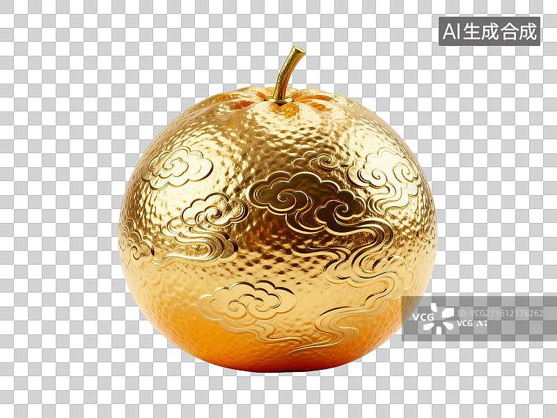 【AI数字艺术】桔子  三维立体的黄金元素图片素材