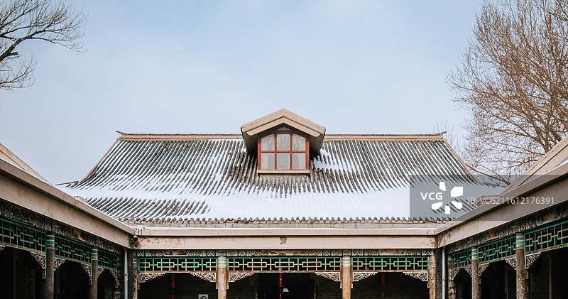 吉林长春伪满皇宫博物院宫内府冬日雪景图片素材