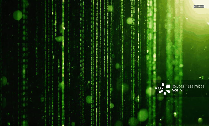 【AI数字艺术】绿色数据流图片素材