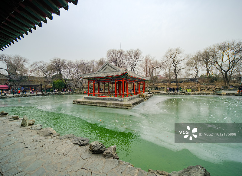 北京恭王府花园-方塘水榭-湖心亭图片素材