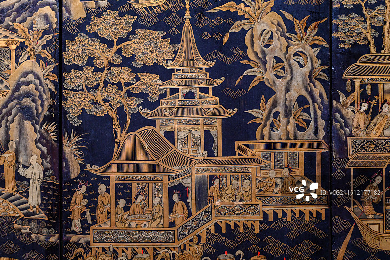 广东省博物馆展出的漆器文物图片素材