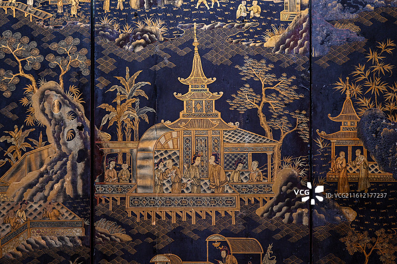 广东省博物馆展出的漆器文物图片素材