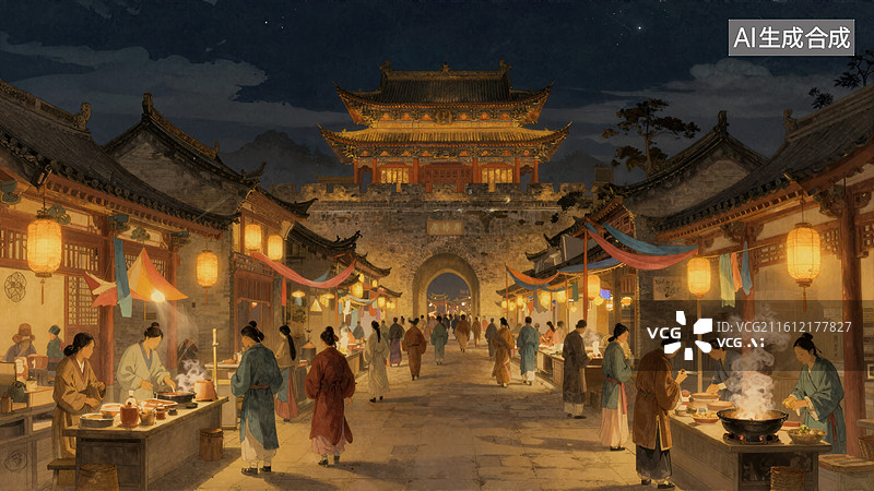 【AI数字艺术】夜市繁华图片素材