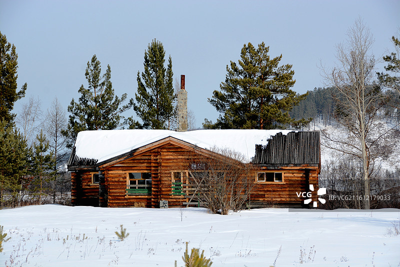 东北黑龙江漠河北极村冰雪寒冷房屋建筑雪乡风景图片素材