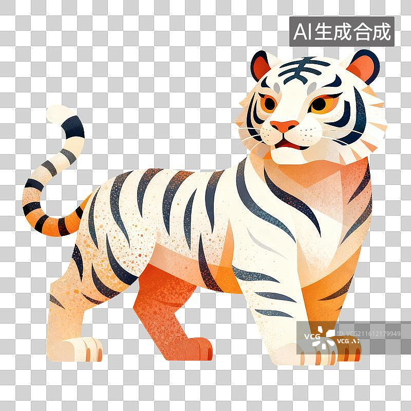 【AI数字艺术】白虎插画图片素材