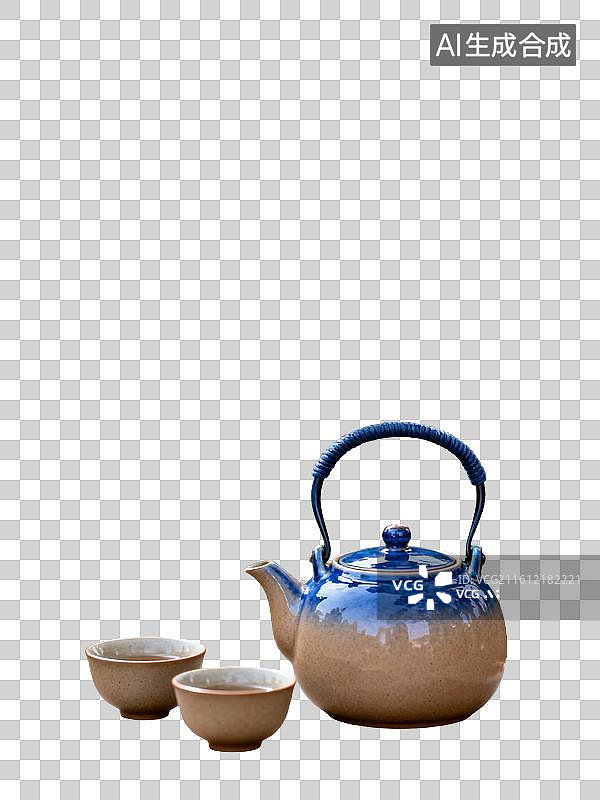 【AI数字艺术】青花茶具清雅风茶事展示背景图片素材
