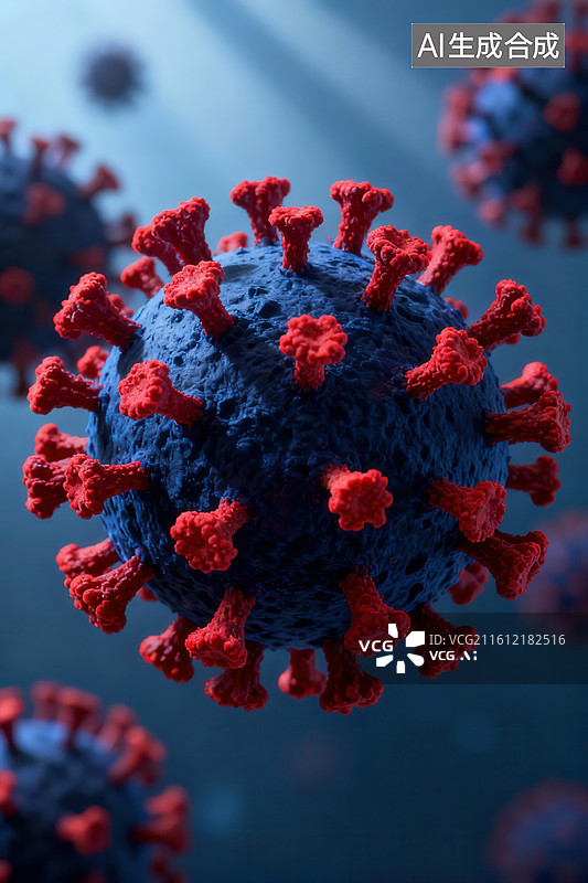 【AI数字艺术】病毒颗粒显微图像图片素材