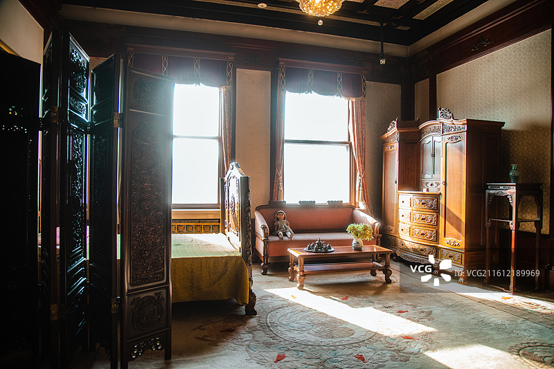 吉林长春伪满皇宫博物院同德殿李玉琴卧室图片素材